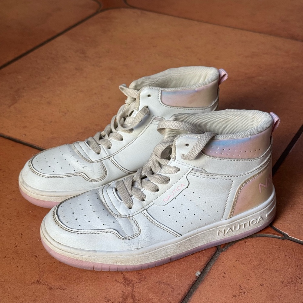 Nautica White and Pink High-Top Sneakers